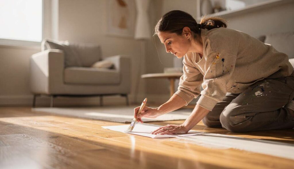 Dipingere i battiscopa: basta nastro adesivo, un semplice foglio di carta da ufficio protegge il pavimento